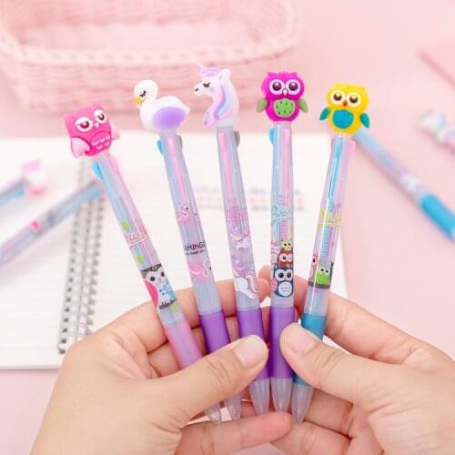 36 pcs/lot Owl Unicorn Flamingo 3 Colors Ballpoint Pen Cute press ball pens School Office writing Supplies Stationery Gift