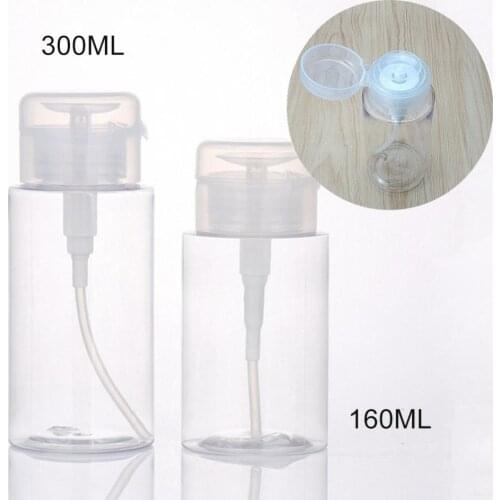 50% Hot Sale 10Pcs 160/300ml Transparent Makeup Remover Water Refillable Empty Press Bottles