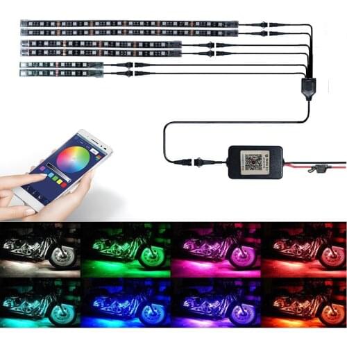 6PCS Mobile Phone APP Control LED Kit 5050 RGB Colorful Color 10CM 20CM 30CM for Harley Motorcycle Lights