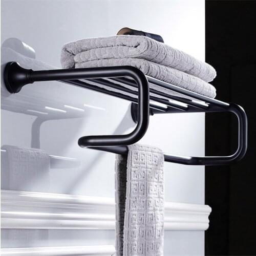 Antique Brass Bathroom Towel Holder Wall Mounted Towel Rack 60 cm Towel Shelf Bathroom Accessories Luxury Brass Towel Rail