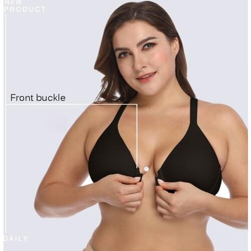 Black Perspective Bras Front Buckle Everyday Women Sexy Lingerie Solid Seamless Plus Size Women Bralette 100G 105F 110F