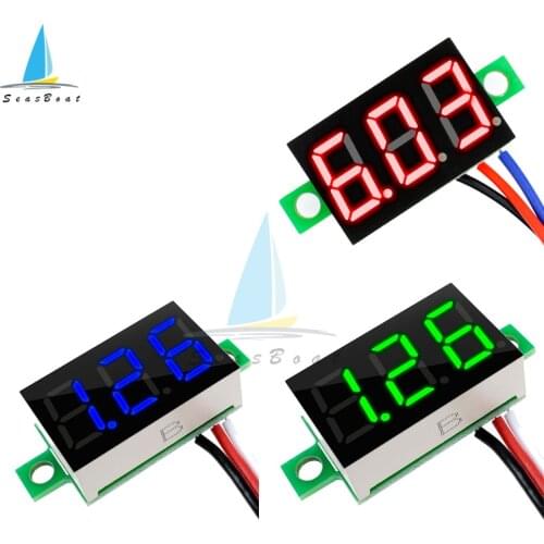 0.36 Inch Digital Voltmeter DC0-30V Digital Voltmeter Voltage Panel Meter Red/Blue/Green For 6V 12V Electromobile Motorcycle Car