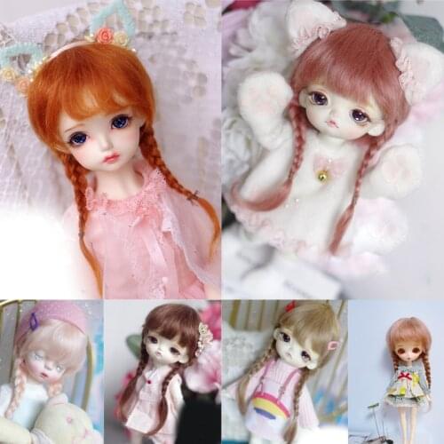 D03-P559 children toy BJD DD SD MSD 1/12 1/6 1/8 1/4 1/3 dolls Photo props Accessoriess Double braid girl wig 1pcs