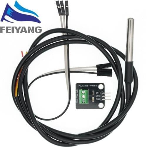 DS18B20 Temperature Sensor Module Kit Waterproof 100CM Digital Sensor Cable Stainless Steel Probe Terminal Adapter For Arduino