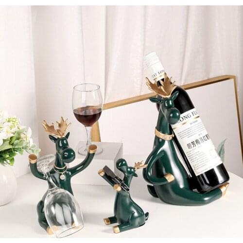 European Elk Wine Rack Decoration Wine Cabinet Decoration Wine Bottle Storage Rack Decoration Home Wine Glass Rack Upside Down