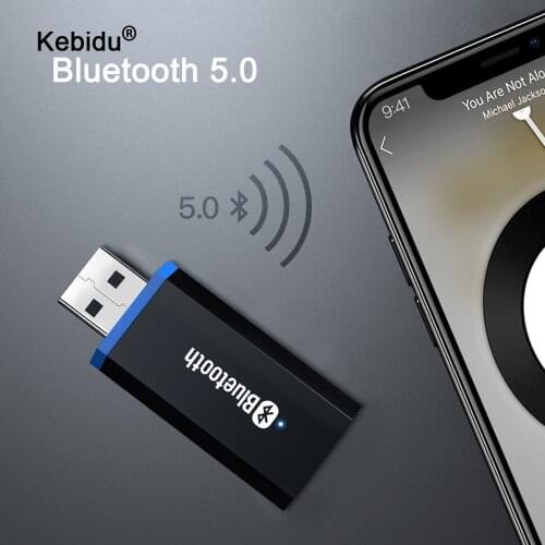 Kebidu USB Bluetooth 5.0 + EDR Audio Transmitter USB Audio Dongle Transmitter 3.5MM 3.5 Jack AUX Wireless Adapter For TV PC