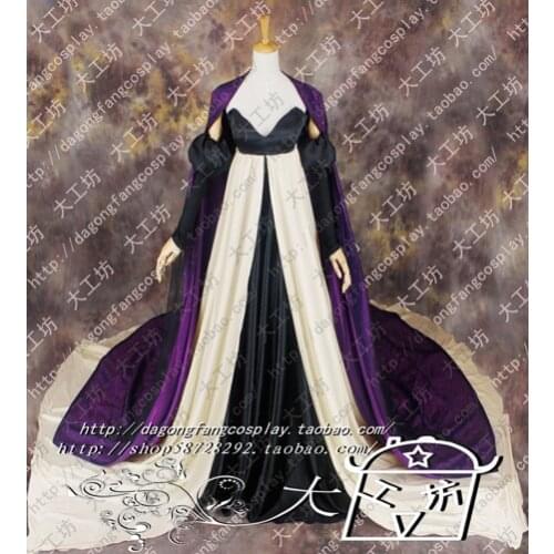 Queen Nihe Renee Cosplay Costume long tail dress with purple cloak 11
