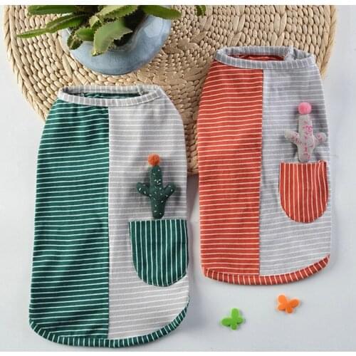 Cute Cats Dog Clothes Summer Spring T-shirt Dog Vest Striped Cat Clothing Vest Pet Clothes Puppy T-shirt Small Dog Clothes