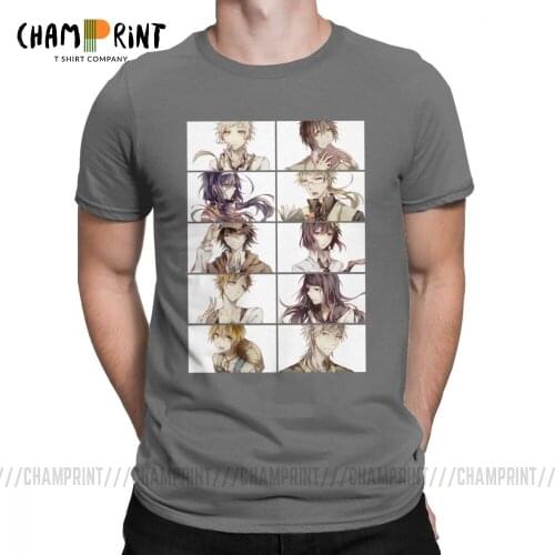 Mens T-Shirt Bungou Stray Dogs Vintage 100% Cotton Tees Short Sleeve T Shirt Crew Neck Clothing Gift Idea