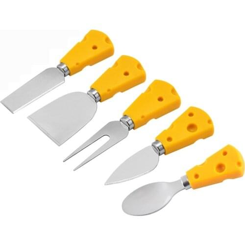 Set of 6 Cute Handle Cheese Knives and Spreaders Breakfast Fork Cutter Condiment Knives Set Butter Cake Bread Tableware