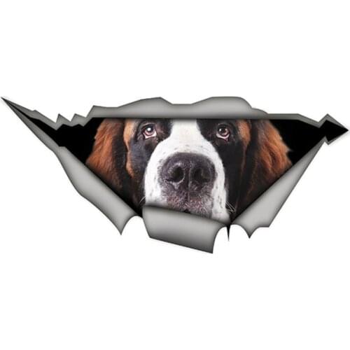 Interesting 3D Saint Bernard Dog Pet Car Sticker Accessories Decal Car Window Waterproof PVC 15cm X 6cm