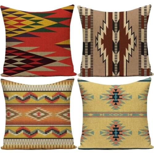 Throw Pillow Cases Bohemian Geometric Pattern Cushion Cover 45Cm X 45Cm Home Living Room Decoration Linen/Cotton Pillowcase