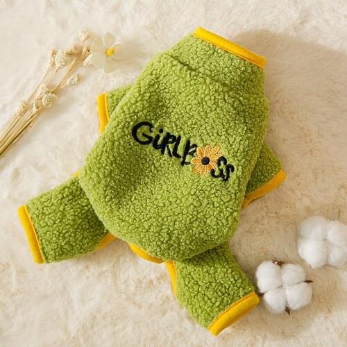 Pet Dog clothes for small dog cat Autumn and winter Daisy embroidered four legged sweater Small dog cat fur pet clothes