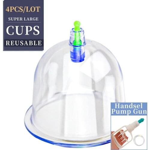 4 Big Size Plastic Vacuum Cupping Cups Suction Cups Jar Massager Vacuum Cupping Massager Jars Suction Therapy Cupping Cans 9.5CM