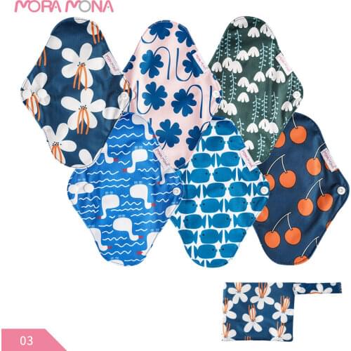 Mora Mona Mama Panty Liner Organic Cotton Menstrual Pads Reusable Washable Women Sanitary Cloth Pads Charcoal Period Napkins