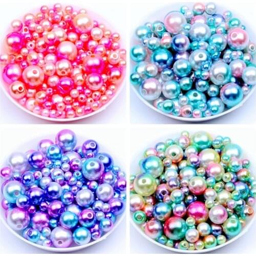4-10MM Coloful Round Ribbon Hole Imitation Pearl Multi Size Jewelry Clothing Accessories DIY Handicraft Accessories 500pcs
