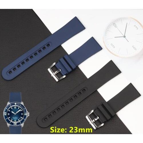 Black bule top Fluororubber rubber Watch band Waterproof For BLANCPAIN strap Fifty Fathoms Rubber Band 23mm watchband 5015