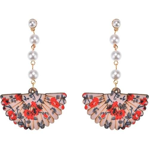 Luxury Simulated Pearl Oval flabellate Dangle Earrings Women Wedding Accessory Trendy Cheap Drop Earrings Hotsale