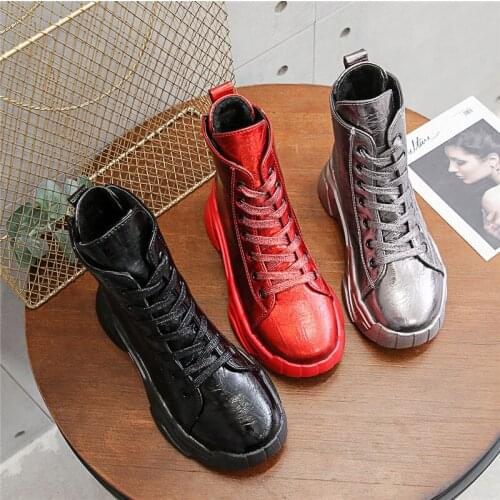 Warm womens boots British style short boots womens Plush back zipper womens shoes Medium heel Thick sole Martin boots shoeby