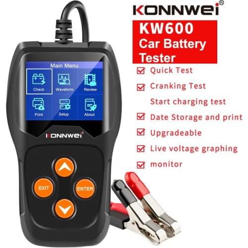 KONNWEI KW600 Car Battery Tester 12V 100 to 2000CCA 12 Volts Auto Battery Test Tool for Car Quick Cranking Charging Diagnostic