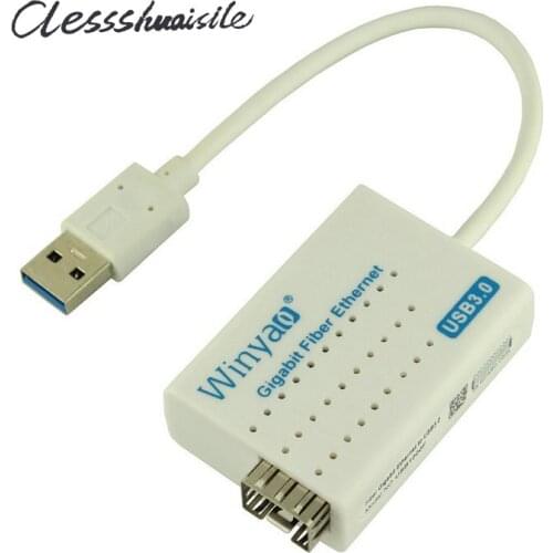 USB 3.0 to 1000Mbps Gigabit Ethernet LAN Fiber Optical Network Card Realtek RTL8153 with SFP Optical Module White