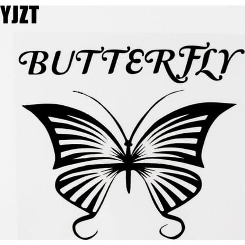 YJZT 15CM×13CM Fashion Decal Animal Butterfly Vinyl Car Window Sticker Black/Silver 8C-0624