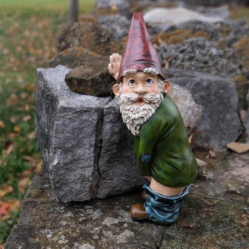 Funny Resin Figurines Naughty Garden Gnome Garden Decoration Statue Gnome Decoration Villa Home Figurines Decoartion