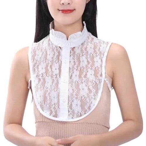 Lovely Lotus leaf Net Yarn Vertical Neck Guard Scarf Korean Female Hollow Chiffon Lace Shirt Fake Collar Pullover Scarves P23