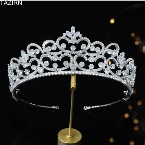 2021 Tiaras Full Zircon Crowns For Bride Wedding Women Headpieces CZ Hair Accessories Queen Jewelry Party Headwear Best Gifts