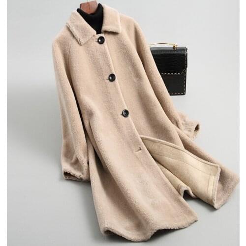 Shearling Women Jackets 2020 Fashion Real Wool Fur Coat Female Long Warm Womens Winter Jacket Merino Clothes 19023LW358 's