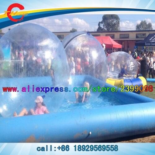 1pc 8*6m pool+5pcs 2m pvc balls,giant large big inflatable swimming pools with water walking polo balls