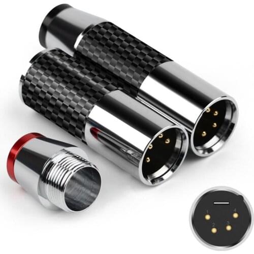 10pcs XLR Jack Connector Speaker Plug XLR Male Plug 4 Pin Carbon Fiber Cannon Adapter Microphone Mixer Amplifier Balance Plug