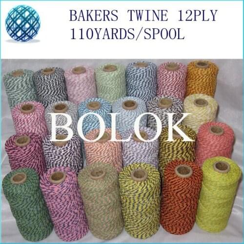 100% Cotton Baker twine (110yard/spool)50pcs/lot divine twine, rope 55 kinds color wholesale