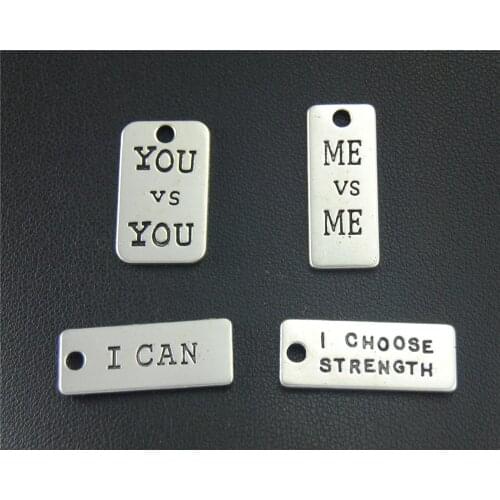 20pcs Silver Color letter "You and You" Charm Bracelet Necklace Jewelry Making Handmade DIY