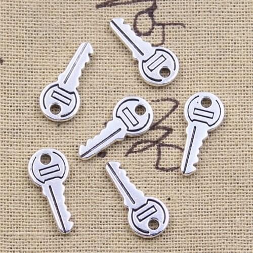 20pcs Charms Lovely Key 19x9mm Antique Silver Color Pendants Making DIY Handmade Tibetan Finding Jewelry