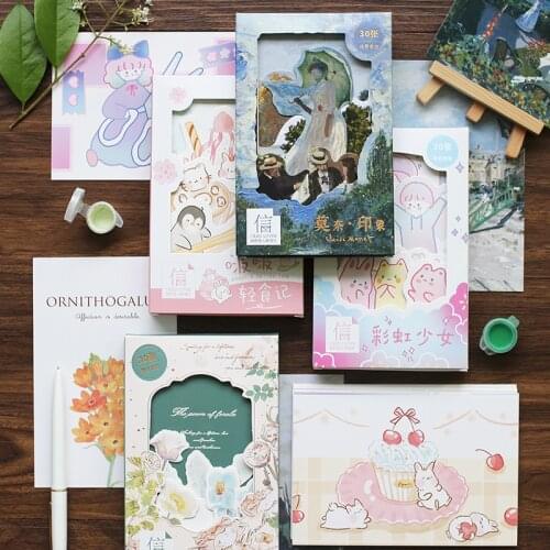 30 Sheets Monet impression series Postcard scenario Greeting Cards Message Card New Year Gifts