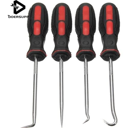 New 4pc Extra Long Reach Hook & Pick Set Removal Tool O-Ring Seal Remover Craft Grip