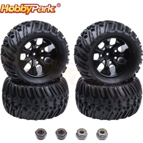 4PCS 1/10 RC Monster Truck Tires & Wheels 12mm Hex For RC Car HSP BRONTOSAURUS Himoto Traxxas HPI Redcat