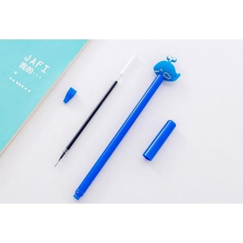 8 PCs Creative Deep Sea Small Blue Whale Gel Pen Black Ink Pen Signature Pen Student Prizes Gel Pen Stationery Wholesale