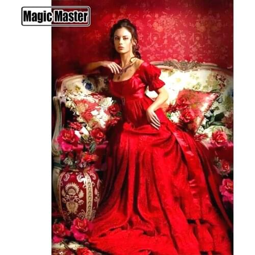 Full Square/Round Drill 5D DIY Diamond Painting "Red woman" Embroidery Cross Stitch 3D Home Decor