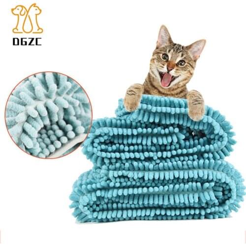 Large Dog Bath Towel Ultra Absorbent Dog Bath Dry Towel with Hand Pockets Durable Quick Drying Chenille Fabric