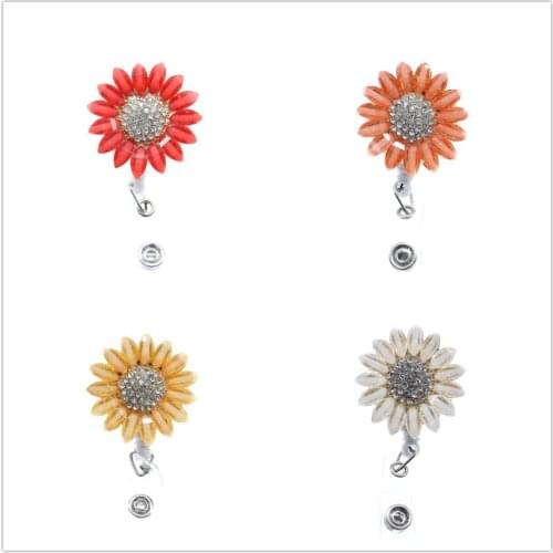 10 pieces free shipping Wholesale Multi Styles Pearl Flowers Retractable ID Badge Holder Reel