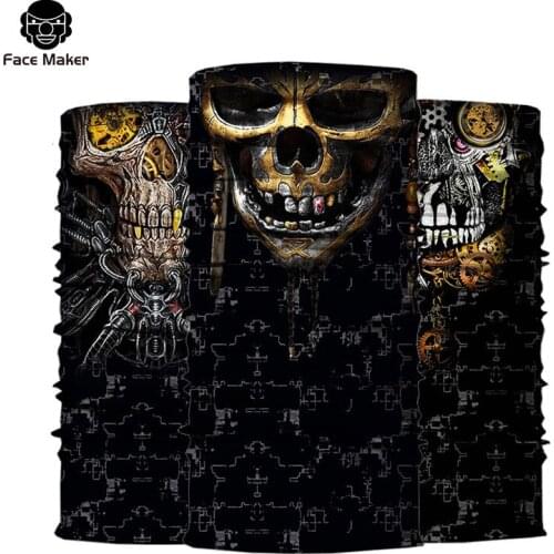 Skeleton Bike Fishing Sport Ski 3D Seamless Headwear Skull Neck Bandanas Windproof Magic Scarf Cycling Hiking Mask Neck Gaiter