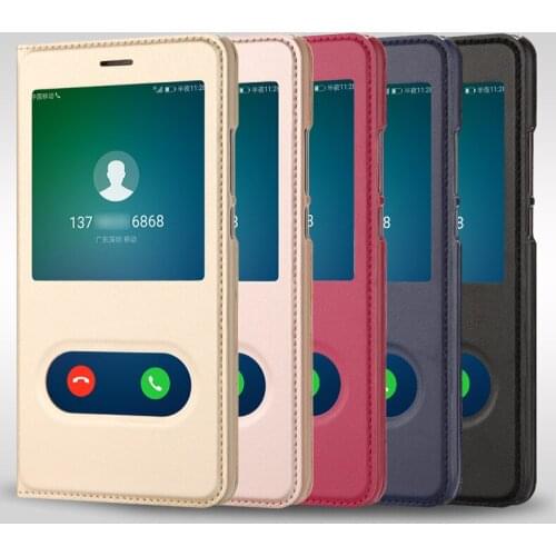 100pcs/lot Flip Cover PU Leather Case with Window for Huawei Honor V10 / Honor 7X / Mate 10 Pro / Mate 10 Lite / Nova 2S