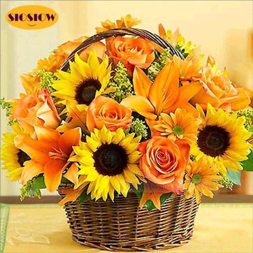 DIY 5D Diamond Painting Sunflower Lily Full Square Round Drill 3D Diamond Embroidery Mosaic Wall Pictures For Living Room Flower