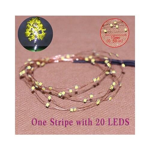 Evemodel DD85W1520 3 Strips 20-LED Pre-soldered micro Copper Wired WHITE SMD LED 0805 model train 1/35 railway modeling
