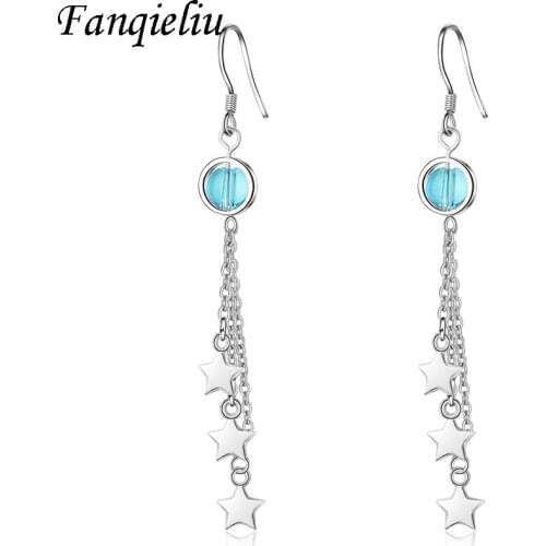 Fanqieliu Wedding Gift Jewelry 3PCS Tassels With Star Long 925 Silver Drop Earrings For Girl FQL21046