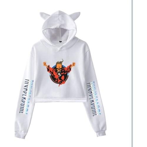 Harajuku Thunderdome Hoodie Women Cat Ears Sweatshirt Thunderdome Crop Tops Hoodies Girls Clothes