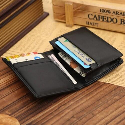 JINBAOLAI Plain Weave Mens Card Holder PU Leather Business Card Holder Card Holder PU Fashion Male Wallet