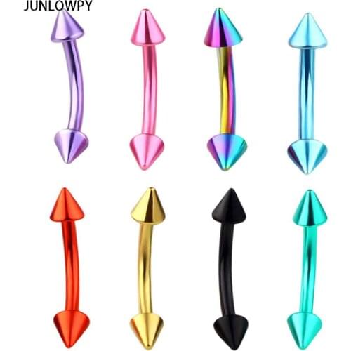 JUNLOWPY Stainless Steel Anodized Curved Barbell Bar Eyebrow Ring Piercing Nose Lip Tragus Bar Earring Body Jewelry Mix 8 Colors